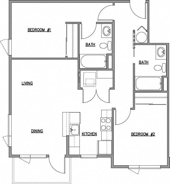 2 Bed 2 Bath A 307B floor plan